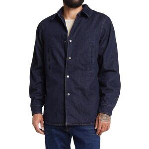 Slate & Stone Mens Dark Wash Snap Front Long Sleeve Denim Shirt Jacket Sz L New